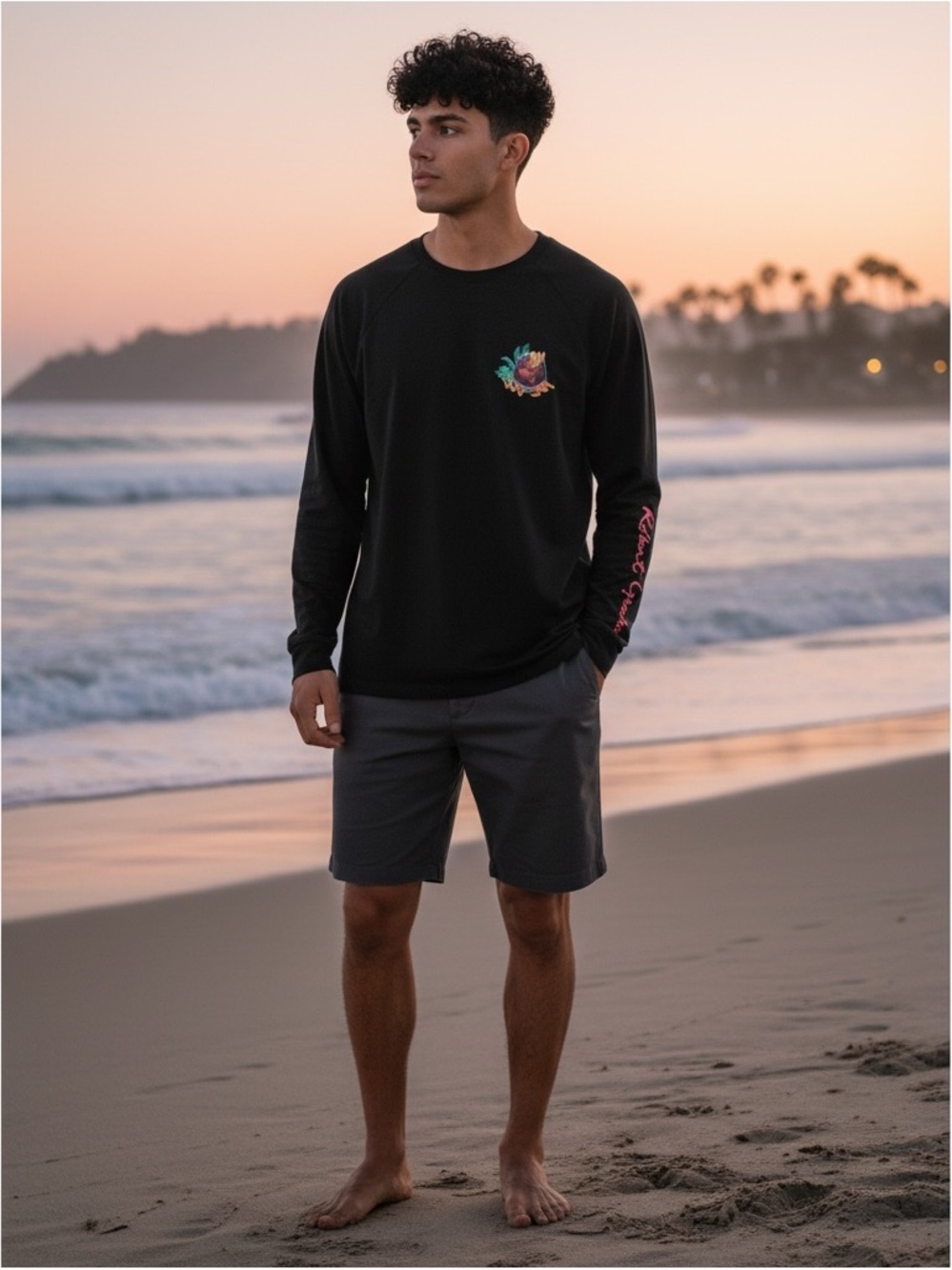 Long Sleeve Rashguard Shirt in Black NWT